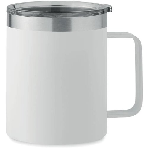 Dubbelwandige beker met drinkdeksel (300 ml) Wit