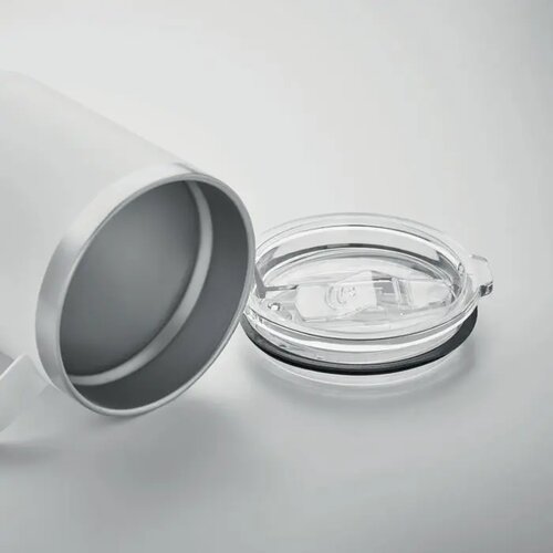 Dubbelwandige beker met drinkdeksel (300 ml) Wit 300 ml