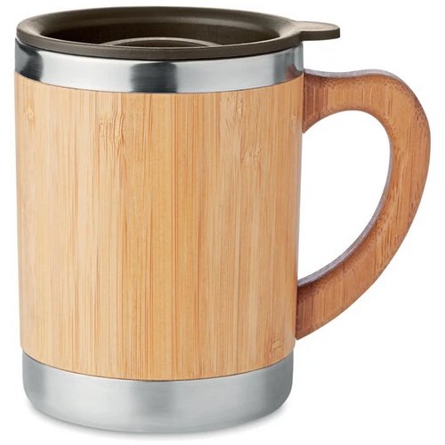 Dubbelwandige drinkbeker 300ml Mokka hout