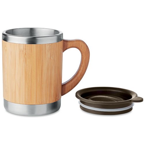 Dubbelwandige drinkbeker 300ml Mokka hout