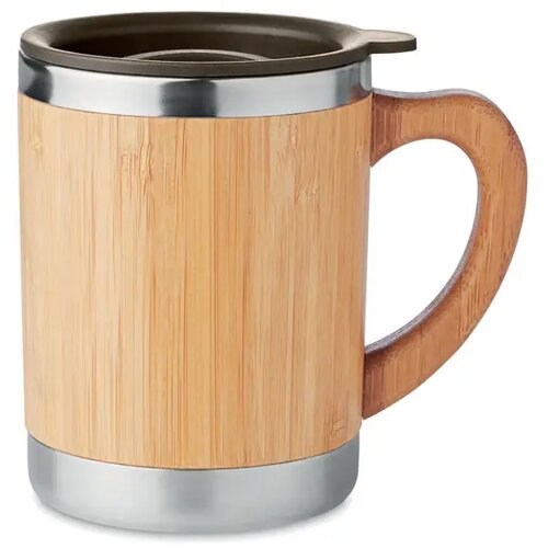 Dubbelwandige drinkbeker 300ml Mokka hout