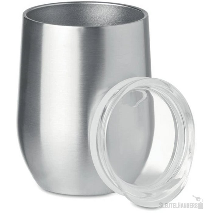 Dubbelwandige beker 300ml Chin chin mat zilver