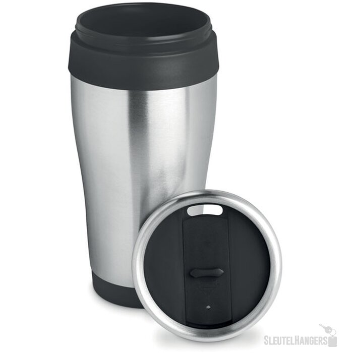 Dubbelwandige rvs reisbeker (455 ml) Zwart