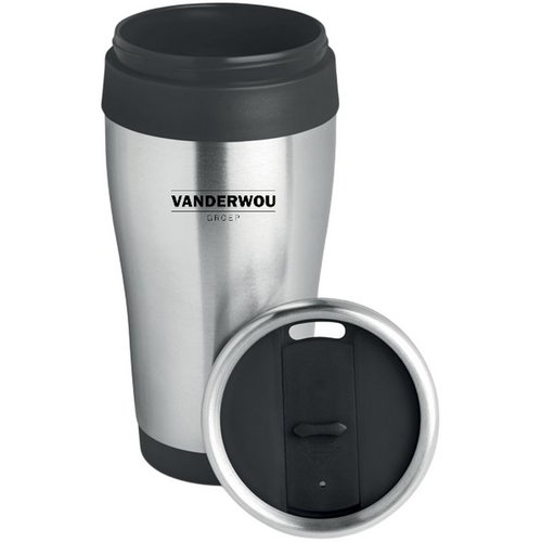 Dubbelwandige rvs reisbeker (455 ml) Zwart