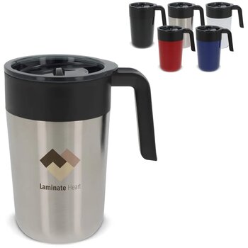 Dubbelwandige koffie mok 400ml zilver
