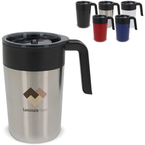 Dubbelwandige koffie mok 400ml zilver