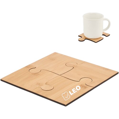 Set van 4 puzzel onderzetters Bruin