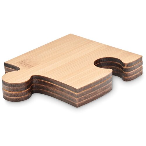 Set van 4 puzzel onderzetters Bruin