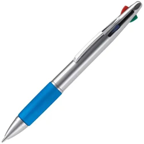 Balpen 4 kleuren hardcolour zilver / blauw