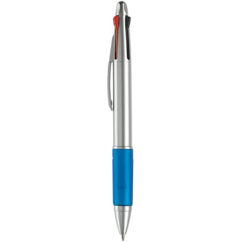 Balpen 4 kleuren hardcolour zilver / blauw