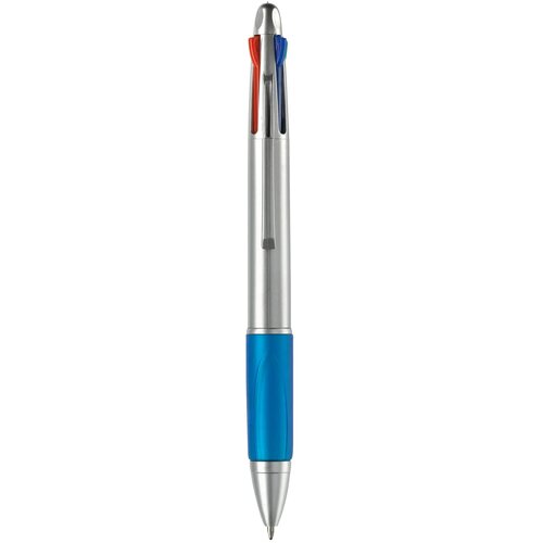 Balpen 4 kleuren hardcolour zilver / blauw
