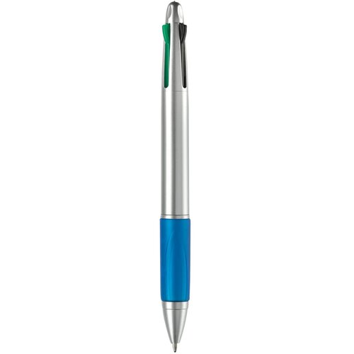 Balpen 4 kleuren hardcolour zilver / blauw
