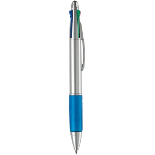 Balpen 4 kleuren hardcolour zilver / blauw