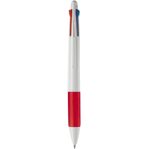 Balpen 4 kleuren hardcolour wit / rood