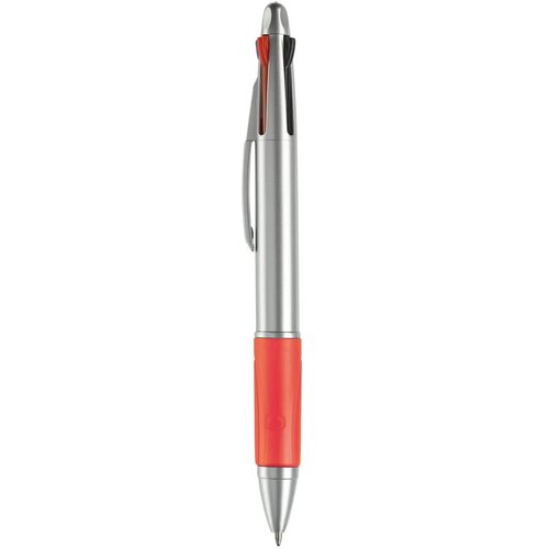 Balpen 4 kleuren hardcolour zilver / rood