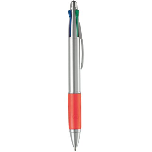 Balpen 4 kleuren hardcolour zilver / rood