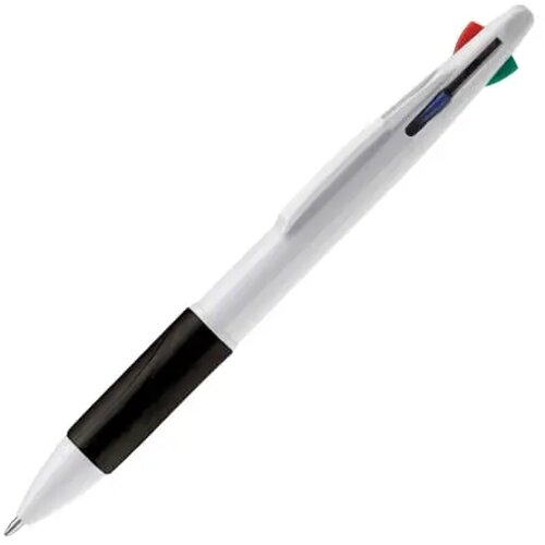 Balpen 4 kleuren hardcolour wit / zwart