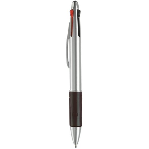 Balpen 4 kleuren hardcolour zilver / zwart