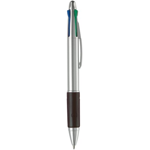Balpen 4 kleuren hardcolour zilver / zwart