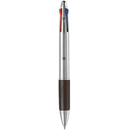 Balpen 4 kleuren hardcolour zilver / zwart