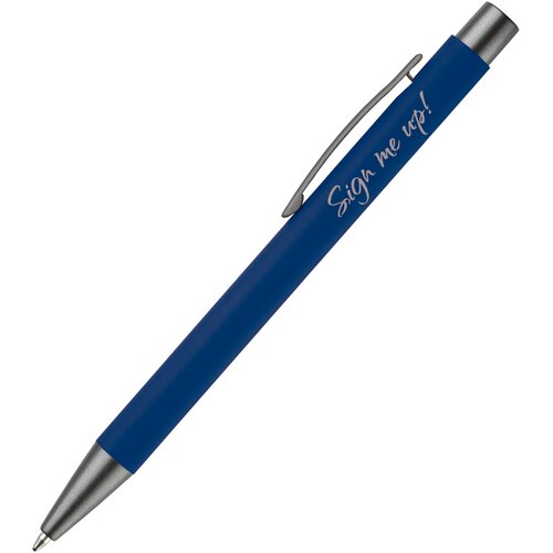 Balpen metaal New York rubberised donker blauw