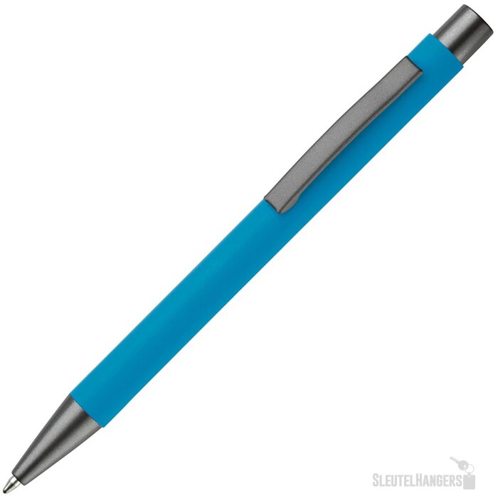 Balpen metaal New York rubberised lichtblauw