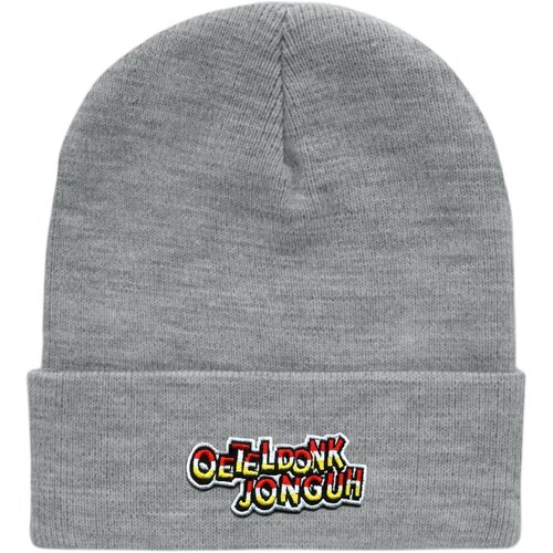 Rpet beanie met omslag Wit/Grijs