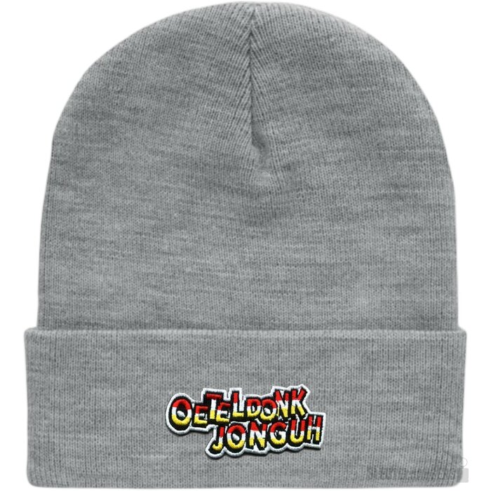 Rpet beanie met omslag Wit/Grijs