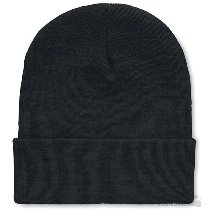Rpet beanie met omslag Zwart