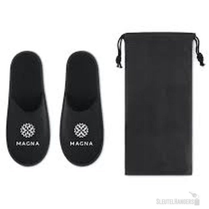 Hotelslippers in pouch Zwart
