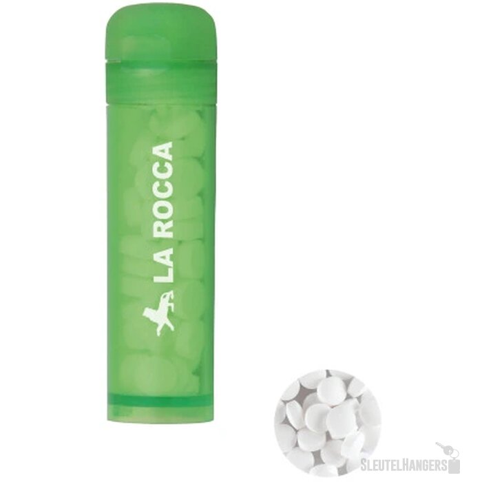 Mint tube met ca. 11 gr. mintjes Lichtgroen