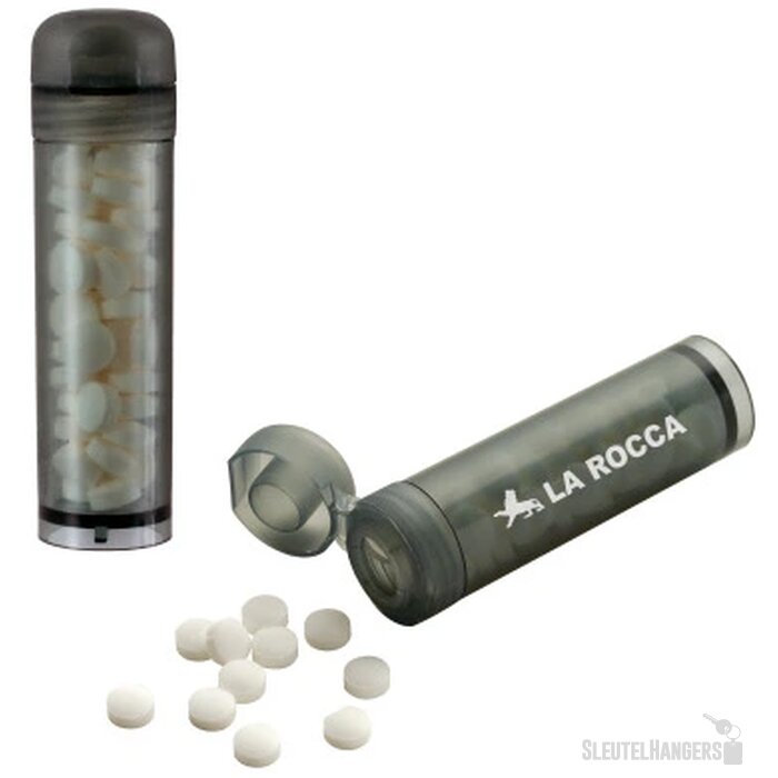 Mint tube met ca. 11 gr. mintjes Bruin