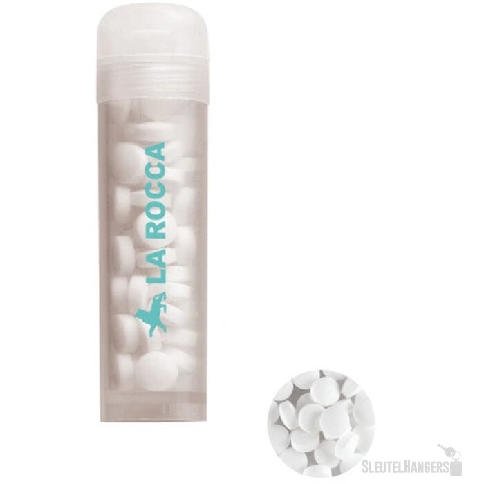 Mint tube met ca. 11 gr. mintjes Transparant