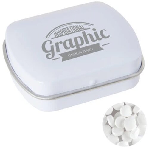 Klein blik met ca. 10 gr. extra strong mints wit
