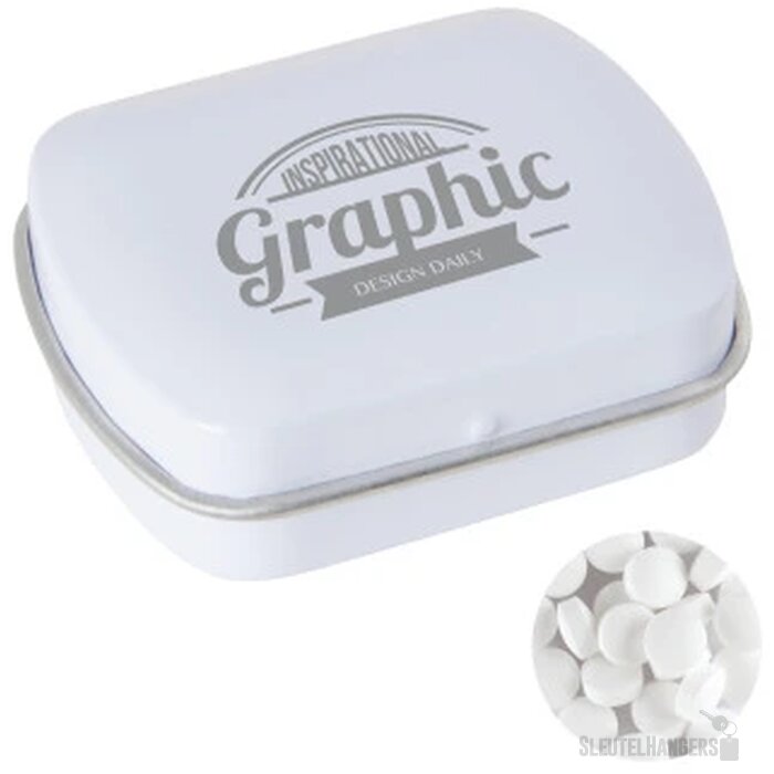 Klein blik met ca. 10 gr. extra strong mints wit