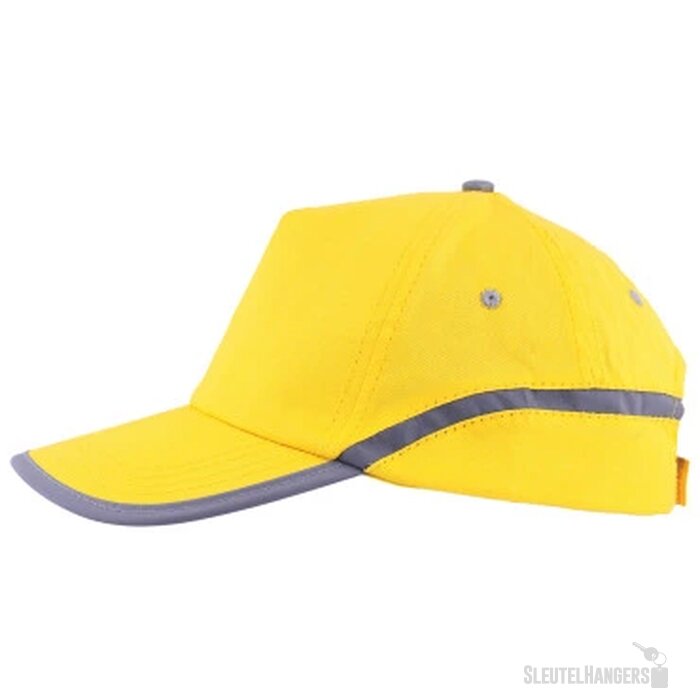 Cap 5 panel met reflecterende band en klittenbandsluiting geel