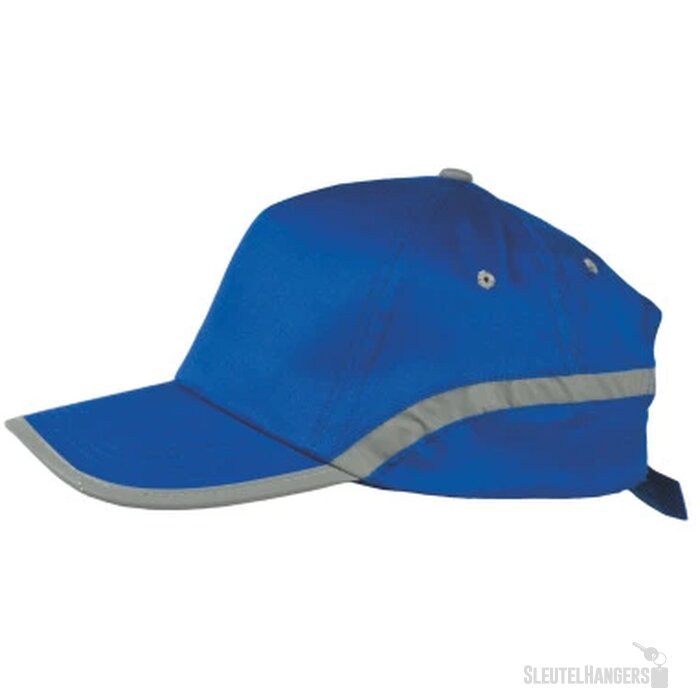 Cap 5 panel met reflecterende band en klittenbandsluiting donkerblauw