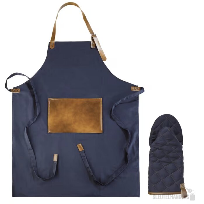 Bbq schort en want donker blauw