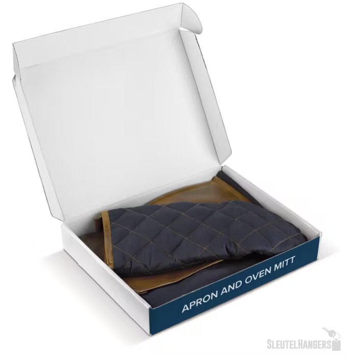 Bbq schort en want donker blauw