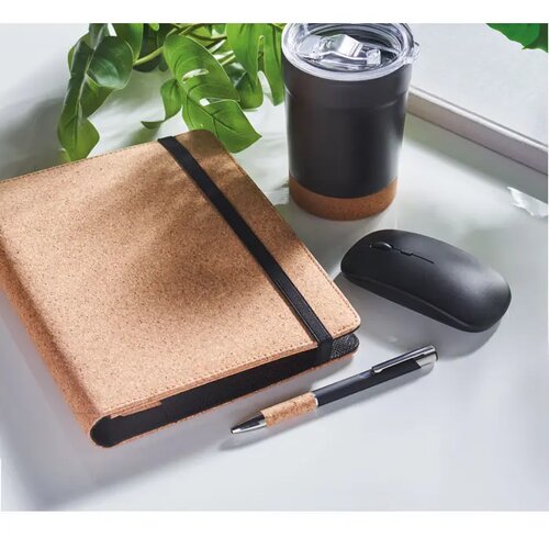 Kurk portfolio met sluitband (A5) Beige