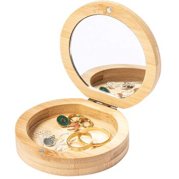 Bamboe sieradendoos met spiegel Naturel