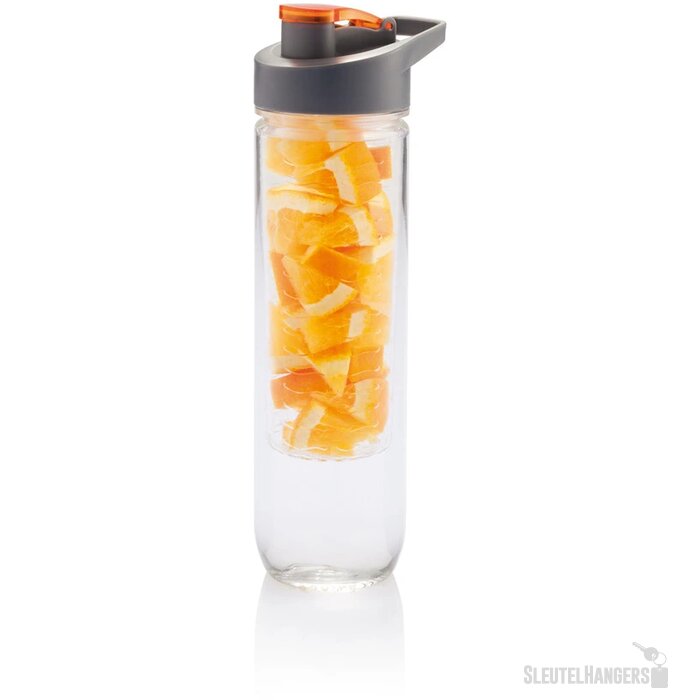 Waterfles met infuser oranje