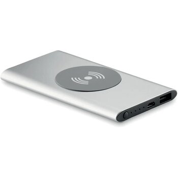 Draadloze aluminium powerbank (4.000 mAh) Zilver