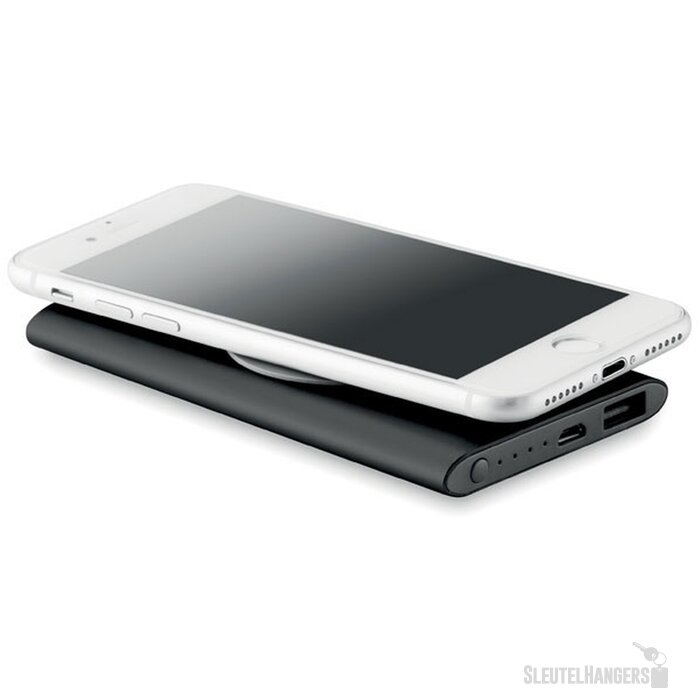 Draadloze aluminium powerbank (4.000 mAh) Zilver