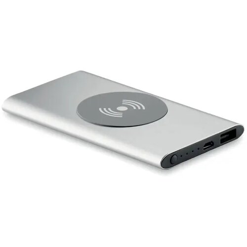 Draadloze aluminium powerbank (4.000 mAh) Zilver