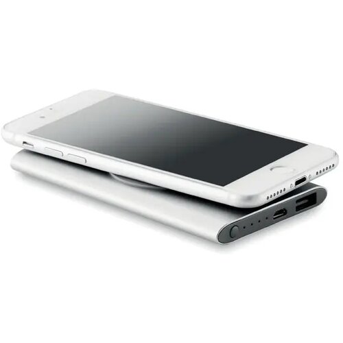Draadloze aluminium powerbank (4.000 mAh) Zilver