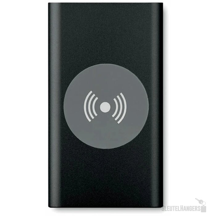 Draadloze aluminium powerbank (4.000 mAh) Zwart