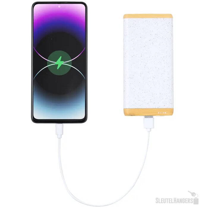 Ecologische powerbank (5.000 mAh) Wit