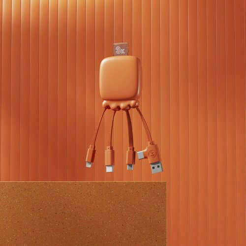 3192 | Xoopar Octopus Gamma 2 Bio Charging cable with 3.000mAh Powerbank oranje