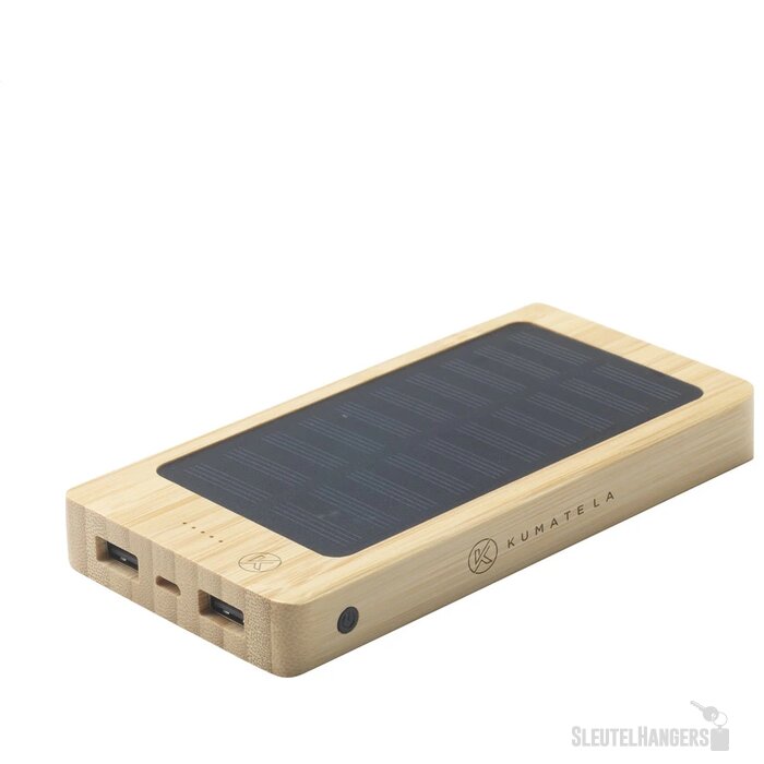 Bamboe solar powerbank (8.000 mAh) Bruin